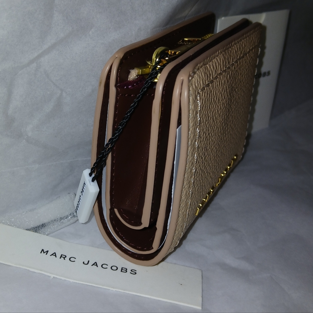 Final❗️Marc Jacobs Genuine Leather The Compact Wallet  Rose, Colorblock - Picture 6 of 14